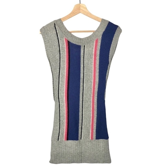 Guess Y2K Gray Colorful Stripe Short Sleeve Sweater Dress S - Picture 1 of 8
